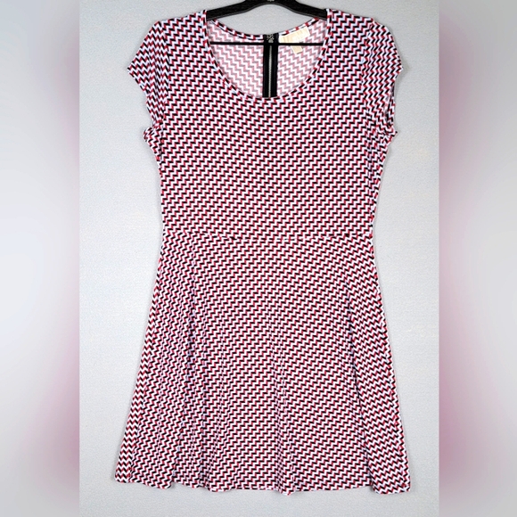 Michael Kors Red Blue Geometric Back  Zipper Dress‎ Size Large - Picture 1 of 5